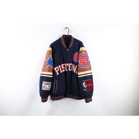 Vintage JH Design 2XL Distressed Reversible Detroit Pistons Wool Varsity Jacket